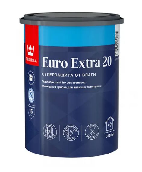 Tikkurila ВД краска интерьерная для влажных помещений EURO EXTRA 20 A п/мат 0,9л