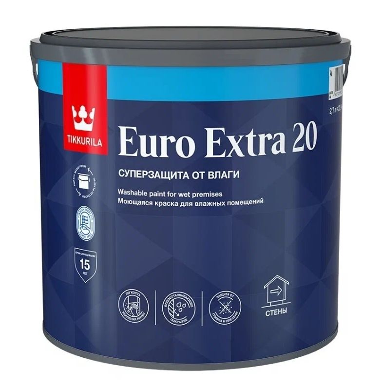 Tikkurila ВД краска интерьерная для влажных помещений EURO EXTRA 20 A п/мат 2,7л