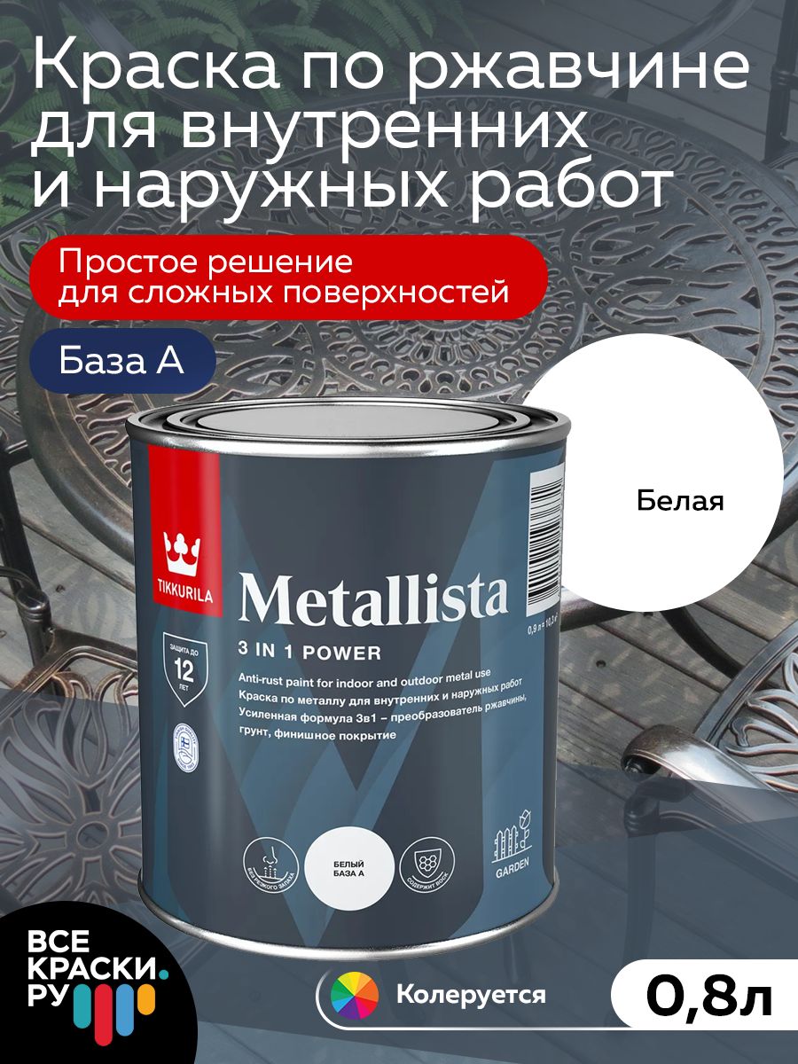 Tikkurila Краска по ржавчине METALLISTA  A гл  0,8л