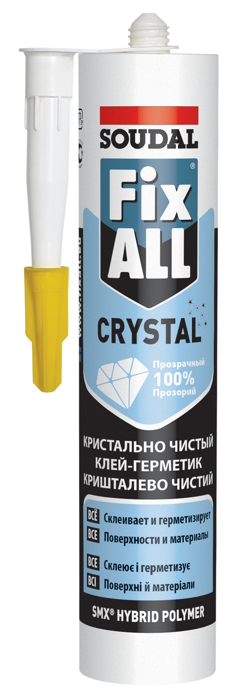 Soudal Клей-герметик постоянно эластичный FIX ALL CRYSTAL прозрачный 12*290мл 119130