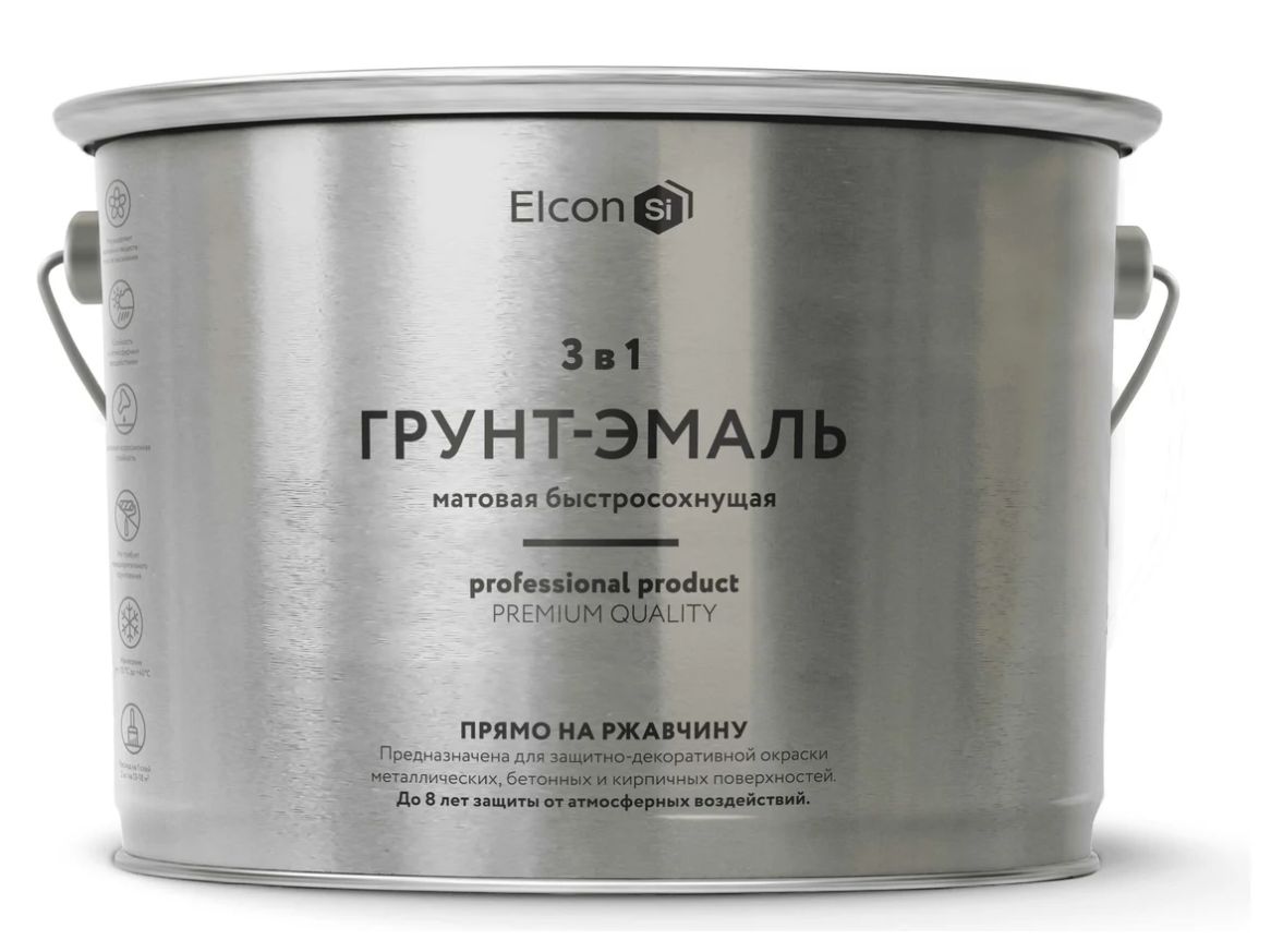 ELCON Грунт-эмаль по ржавчине 3 в 1 матовая белая 2 кг