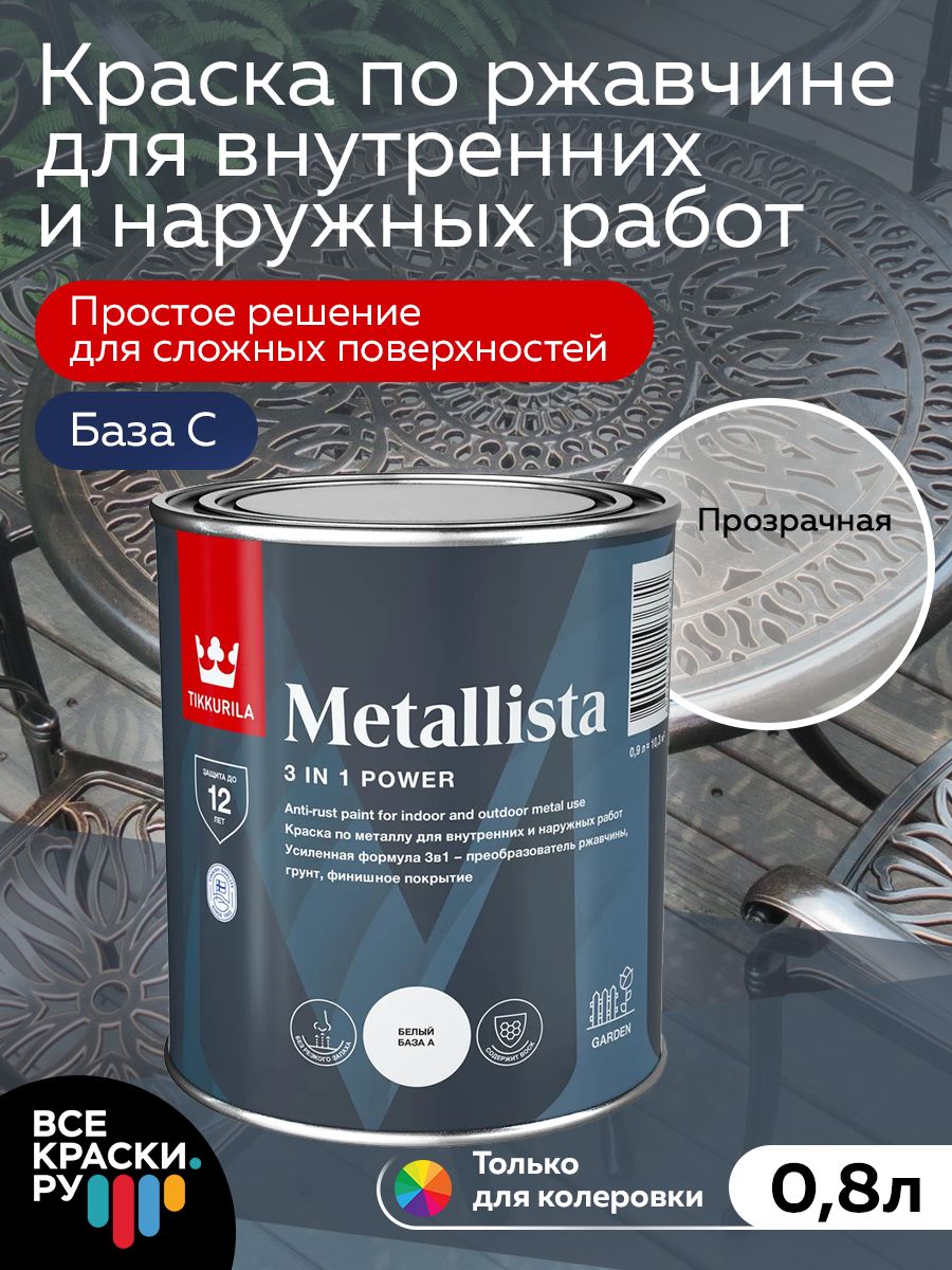 Tikkurila Краска по ржавчине METALLISTA  С гл  0,8л