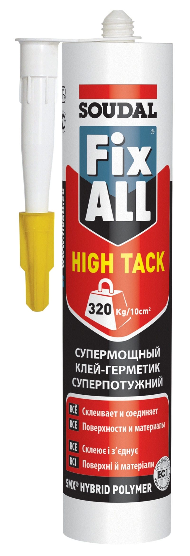 Soudal Клей-герметик с экстремальной силой нач.соединения FIX ALL HIGH TACK белый 12*290 мл 119129