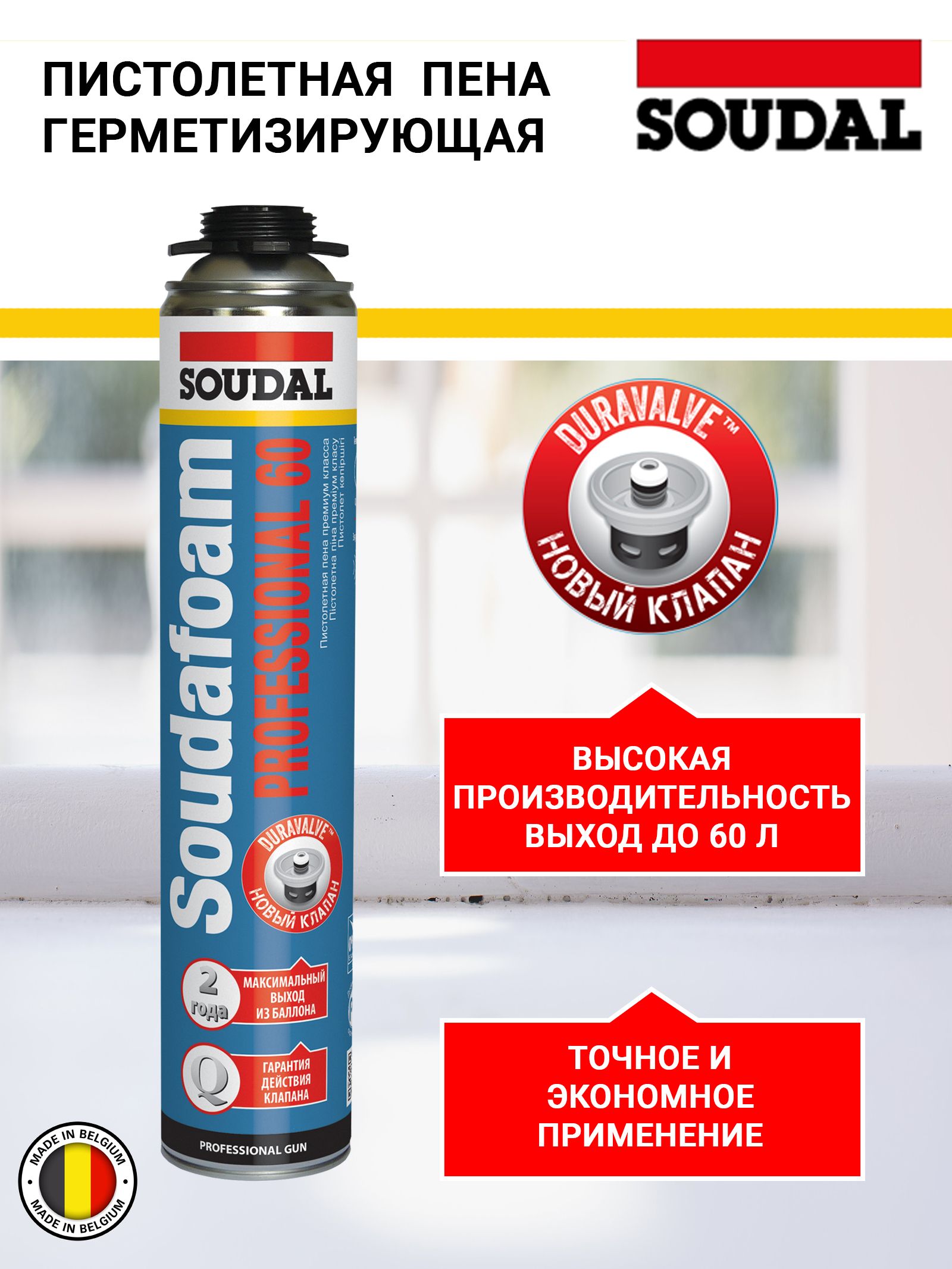 Soudal Пена пистолетная Professional 60 12*750 мл 113985