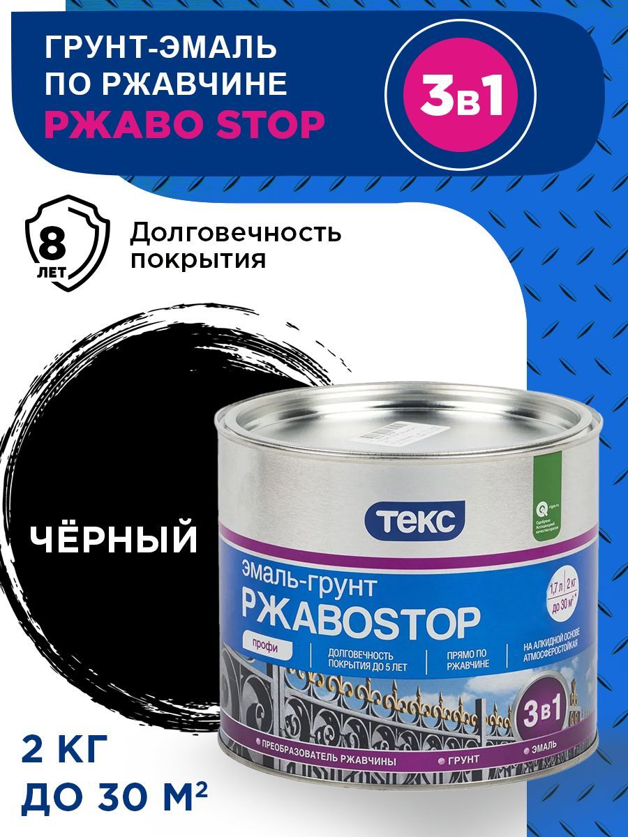 TEKS Profi Эмаль-грунт РжавоStop ПРОФИ черная гл 2кг